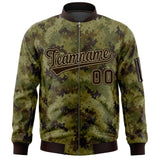 Custom Camo Full-Zip Varsity Jacket Personalized Baseball Letterman Jackets Stitched Text Logo Unisex Big Size