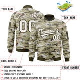 Custom Camo Full-Zip Varsity Jacket Personalized Baseball Letterman Jackets Stitched Text Logo Unisex Big Size