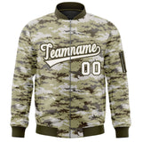 Custom Camo Full-Zip Varsity Jacket Personalized Baseball Letterman Jackets Stitched Text Logo Unisex Big Size