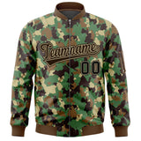 Custom Camo Full-Zip Personalized Baseball Letterman Jackets Stitched Text Logo for Adult/Youth Big Size