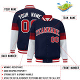 Custom Color Block Full-Snap Baseball Jacket Lightweight College Jacket Stitched Text Logo for Adult