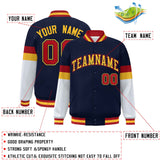 Custom Color Block Full-Snap Baseball Jacket Lightweight College Jacket Stitched Text Logo for Adult