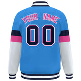 Custom Color Block Full-Snap Baseball Jacket Lightweight College Jacket Stitched Text Logo for Adult
