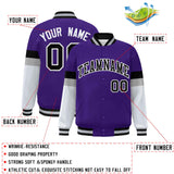 Custom Color Block Full-Snap Baseball Jacket Lightweight College Jacket Stitched Text Logo for Adult