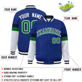 Custom Color Block Full-Snap Baseball Jacket Lightweight College Jacket Stitched Text Logo for Adult