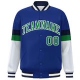 Custom Color Block Full-Snap Baseball Jacket Lightweight College Jacket Stitched Text Logo for Adult