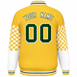 Custom Color Block Pattern Bomber Varsity Jacket Personalized Stitched Streetwear Baseball Jacket