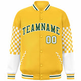 Custom Color Block Pattern Bomber Varsity Jacket Personalized Stitched Streetwear Baseball Jacket