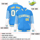 Custom Color Block Pattern Bomber Varsity Jacket Personalized Stitched Streetwear Baseball Jacket