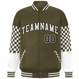 Custom Color Block Pattern Bomber Varsity Jacket Personalized Stitched Streetwear Baseball Jacket