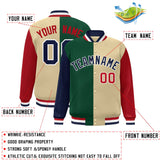 Custom Color Block Personalized Stitched Text Logo Varsity Full-Snap Baseball Jacket