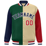 Custom Color Block Personalized Stitched Text Logo Varsity Full-Snap Baseball Jacket