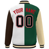 Custom Color Block Personalized Stitched Text Logo Varsity Full-Snap Baseball Jacket