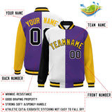 Custom Color Block Personalized Stitched Text Logo Varsity Full-Snap Baseball Jacket