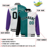 Custom Color Block Personalized Stitched Text Logo Varsity Full-Snap Baseball Jacket