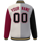 Custom Color Block Personalized Stitched Text Logo Varsity Full-Snap Baseball Jacket