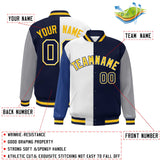 Custom Color Block Personalized Stitched Text Logo Varsity Full-Snap Baseball Jacket