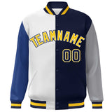 Custom Color Block Personalized Stitched Text Logo Varsity Full-Snap Baseball Jacket