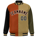 Custom Color Block Personalized Stitched Text Logo Varsity Full-Snap Baseball Jacket