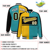 Custom Color Block Personalized Team Name Varsity Letterman Full-Snap Jacket