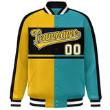 Custom Color Block Personalized Team Name Varsity Letterman Full-Snap Jacket