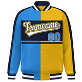 Custom Color Block Personalized Team Name Varsity Letterman Full-Snap Jacket