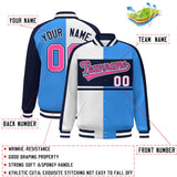 Custom Color Block Personalized Team Name Varsity Letterman Full-Snap Jacket