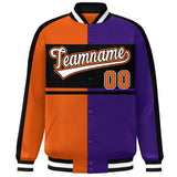 Custom Color Block Personalized Team Name Varsity Letterman Full-Snap Jacket