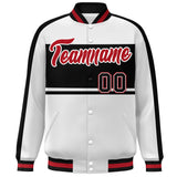 Custom Color Block Personalized Letterman Bomber Coat Full-Snap Jacket