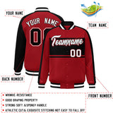 Custom Color Block Personalized Letterman Bomber Coat Full-Snap Jacket