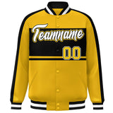 Custom Color Block Personalized Letterman Bomber Coat Full-Snap Jacket