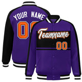 Custom Color Block Personalized Letterman Bomber Coat Full-Snap Jacket