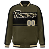 Custom Color Block Personalized Letterman Bomber Coat Full-Snap Jacket