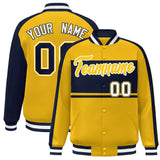 Custom Color Block Personalized Letterman Bomber Coat Full-Snap Jacket