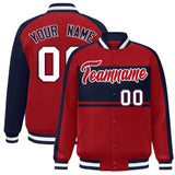 Custom Color Block Personalized Letterman Bomber Coat Full-Snap Jacket