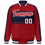 Custom Color Block Personalized Letterman Bomber Coat Full-Snap Jacket