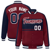 Custom Color Block Personalized Letterman Bomber Coat Full-Snap Jacket