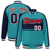 Custom Color Block Personalized Letterman Bomber Coat Full-Snap Jacket