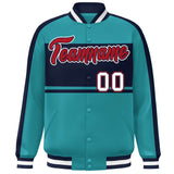 Custom Color Block Personalized Letterman Bomber Coat Full-Snap Jacket