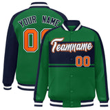 Custom Color Block Personalized Letterman Bomber Coat Full-Snap Jacket