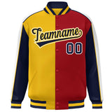 Custom Color Block Athletic College Letterman Bomber Coat Full-Snap Baseball Jacket