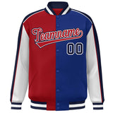 Custom Color Block Athletic College Letterman Bomber Coat Full-Snap Baseball Jacket