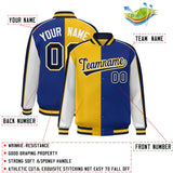 Custom Color Block Athletic College Letterman Bomber Coat Full-Snap Baseball Jacket