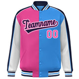 Custom Color Block Athletic College Letterman Bomber Coat Full-Snap Baseball Jacket