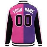 Custom Color Block Athletic College Letterman Bomber Coat Full-Snap Baseball Jacket