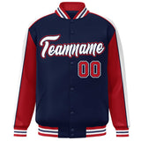 Custom Color Block Athletic College Letterman Bomber  Full-Snap Baseball Jacket