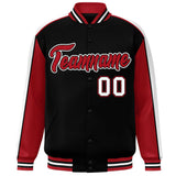 Custom Color Block Athletic College Letterman Bomber  Full-Snap Baseball Jacket