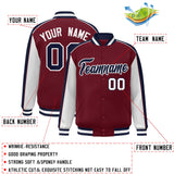 Custom Color Block Athletic College Letterman Bomber  Full-Snap Baseball Jacket