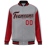 Custom Color Block Athletic College Letterman Bomber  Full-Snap Baseball Jacket
