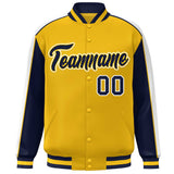 Custom Color Block Athletic College Letterman Bomber  Full-Snap Baseball Jacket